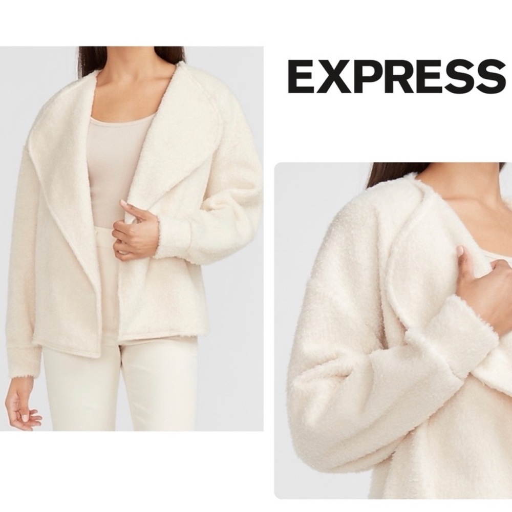 NWT EXPRESS Cozy Sherpa Flyaway Jacket- Cream Size Medium